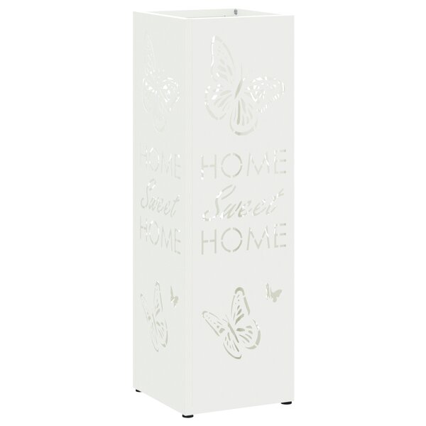 vidaXL Porte-parapluies Blanc Métal Moyen Motifs décoratifs