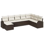 vidaXL Canapé de jardin 8 pièces avec coussins marron en poly rattan