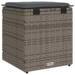 vidaXL Tabourets jardin coussins lot de 2 gris 40x40x43 cm poly rotin