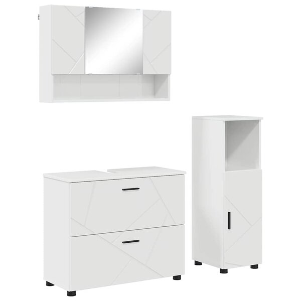 vidaXL Ensemble de mobilier de salle de bain 3 Pièces Blanc brillant