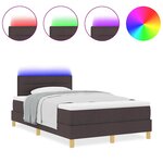 vidaXL Lit à ressorts avec Matelas & LED Marron foncé 120x200 cm Tissu