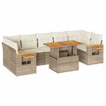 vidaXL Salon de jardin avec coussins 8 Pièces beige résine tressée acacia