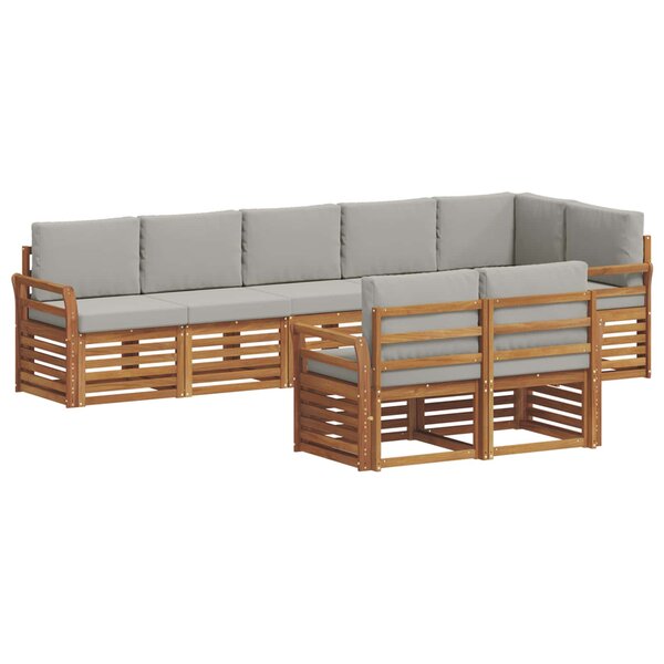 vidaXL Ensemble de canapés d'extérieur 8 pc Gris Naturel et Clair