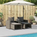 vidaXL Salon de jardin 5 Pièces avec coussins empilable gris polyrotin