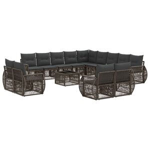 vidaXL Ensemble de canapé de jardin 14 Pièces Gris et Gris foncé