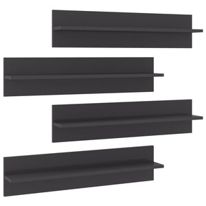 vidaXL Étagères murales 4 Pièces gris brillant bois d'ingénierie