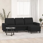 vidaXL Canapé à 3 places avec repose-pieds Noir 180 cm Tissu