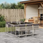 vidaXL Ensemble à manger de jardin et coussins 7 Pièces gris clair rotin