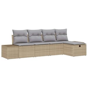 vidaXL Ensemble de canapé de jardin avec coussin 5 Pièces Beige polyrotin