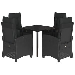 vidaXL Ensemble à manger de jardin coussins 5Pièces Noir Résine tressée