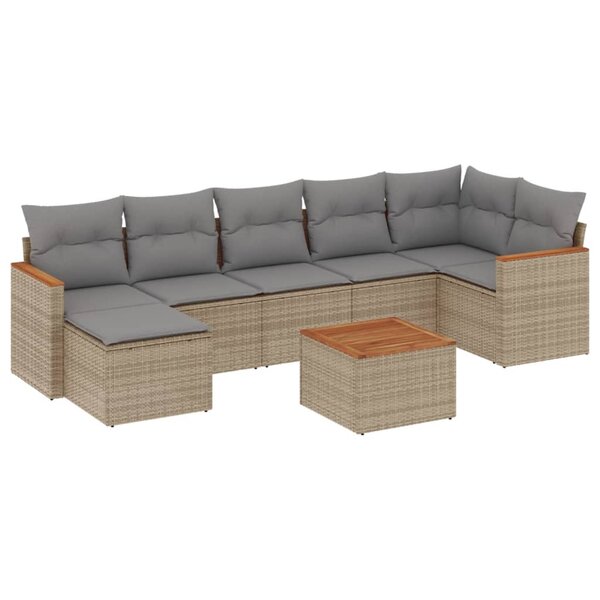 vidaXL Salon de jardin avec coussins 8 Pièces beige résine tressée