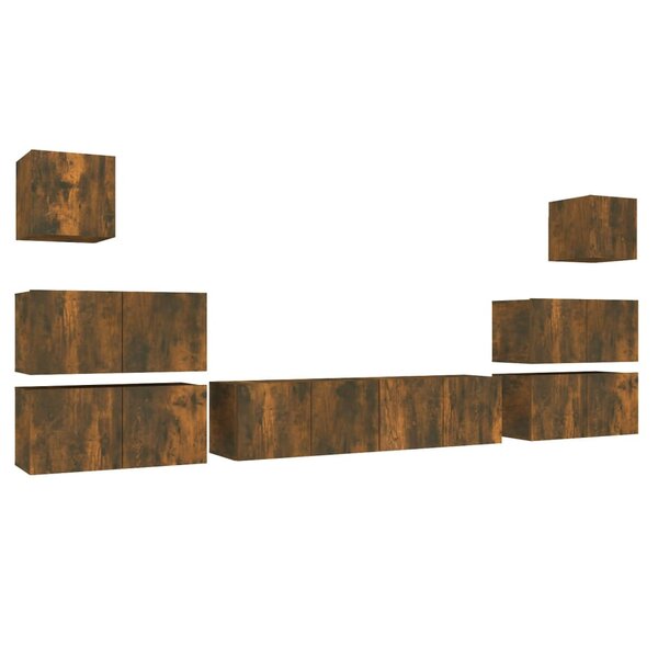 vidaXL Ensemble de meubles TV 8 Pièces Chêne fumé Bois d'ingénierie