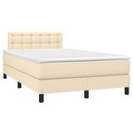 vidaXL Sommier à lattes de lit matelas et LED crème 120x190 cm tissu