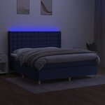 vidaXL Sommier à lattes de lit matelas et LED Bleu 180x200 cm Tissu