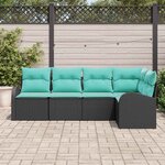 vidaXL Ensemble de canapé de jardin 5 Pièces Noir et turquoise polyrotin