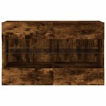 vidaXL Meuble TV mural avec lumières LED chêne fumé 98 5x30x60 5 cm