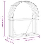 vidaXL Porte-bûches marron clair 120x45x140 cm acier galvanisé
