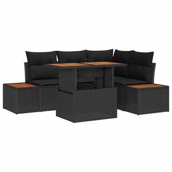 vidaXL Ensemble de salle à manger pour jardin 5 Pièces Noir et Marron