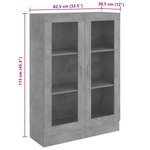 vidaXL Armoire à vitrine Gris béton 82 5x30 5x115 cm Bois d'ingénierie
