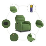 vidaXL Fauteuil inclinable de massage électrique vert clair velours