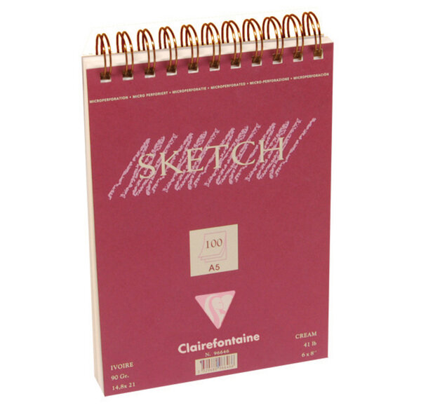 Bloc Sketch croquis RI 14 8x21 90g 100 feuilles ivoire CLAIREFONTAINE
