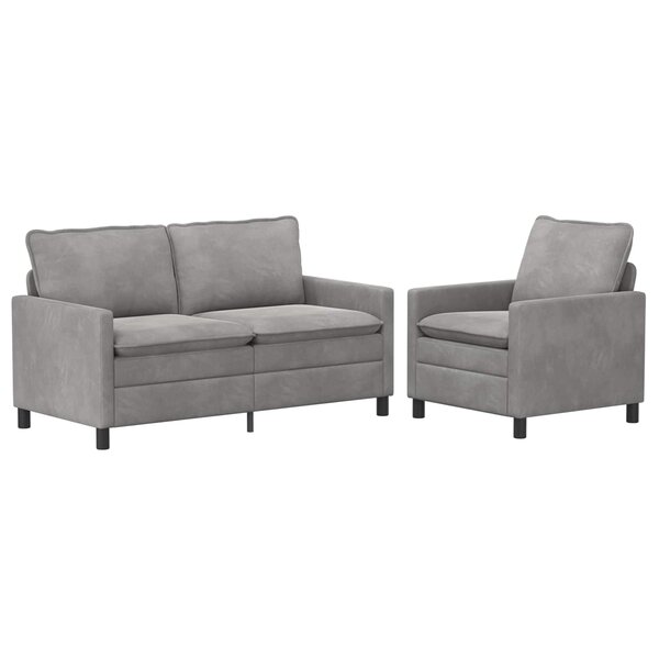 vidaXL Ensemble de Canapés 2 Pièces Gris clair Velours