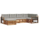 vidaXL Ensemble de canapés d'extérieur 6 pc Gris Naturel et Clair
