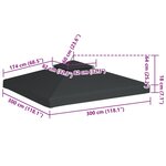 vidaXL Recouvrement de remplacement d'auvent 310 g/m² 3x3 m Gris foncé