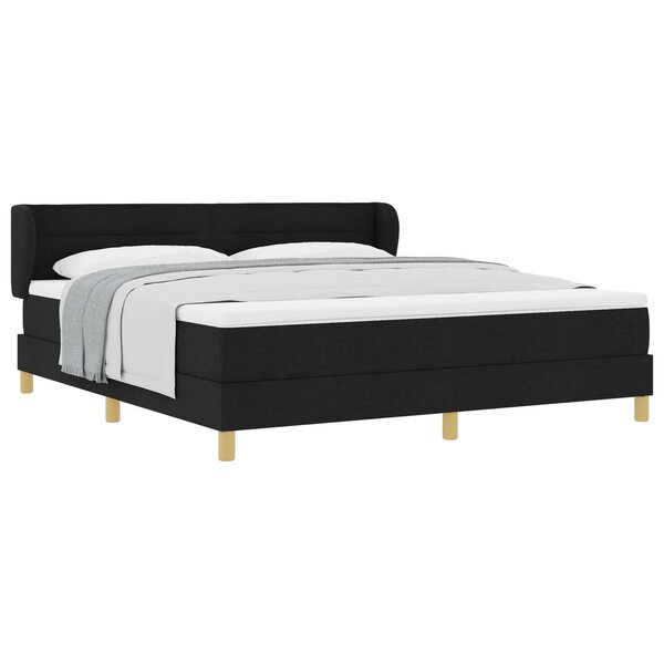 vidaXL Lit à ressorts avec matelas Noir 180 x 200 cm tissu