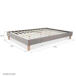 Lit Futon Double 180 x 200 Tissu Gris