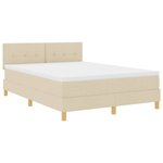 vidaXL Lit à ressort LED avec bandes LED Crème 140 x 190 cm tissu
