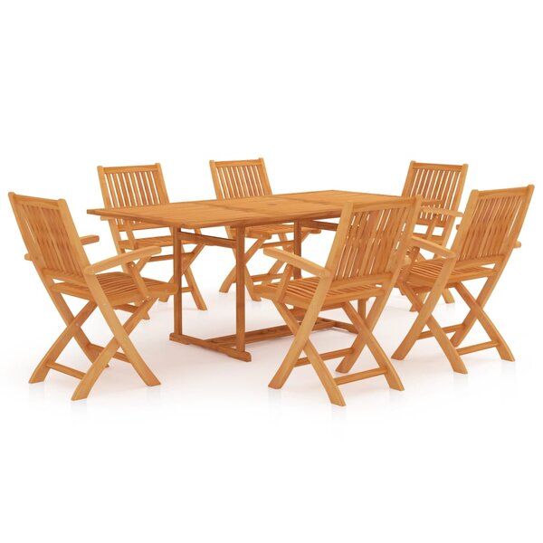vidaXL Ensemble à manger de jardin 7 Pièces Bois de teck massif