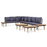 vidaXL Salon de jardin 7 places avec coussins Acacia solide Marron