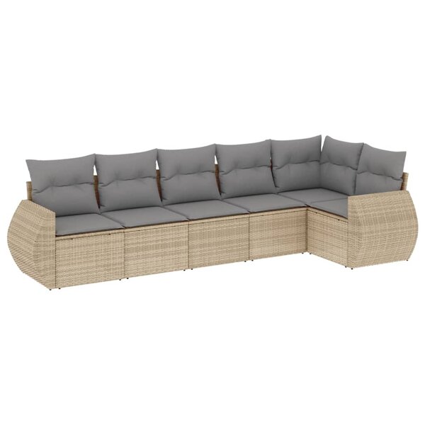 vidaXL Salon de jardin avec coussins 6 Pièces beige résine tressée