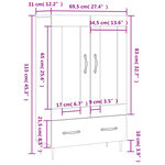 vidaXL Buffet haut gris béton 69 5x31x115 cm bois d'ingénierie