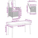 vidaXL Ensemble de repas extérieur 7 Pièces Noir 150 x 90 x 75 cm