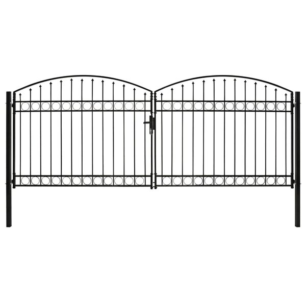 vidaXL Portillon double porte avec dessus arqué Acier 400x175 cm Noir