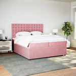 vidaXL Sommier à lattes de lit avec matelas Rose 200x200 cm Velours