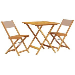 vidaXL Ensemble de bistro 3 Pièces taupe tissu et bois massif