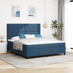 vidaXL Lit à ressorts avec matelas bleu  super king  en tissu