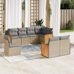 vidaXL Salon de jardin avec coussins 8 Pièces beige résine tressée