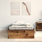 vidaXL Cadre de lit Bois Ancien 100 x 200 cm Bois d'ingénierie