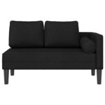vidaXL Chaise longue avec coussins noir tissu