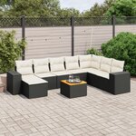 vidaXL Salon de jardin 9 Pièces avec coussins noir résine tressée