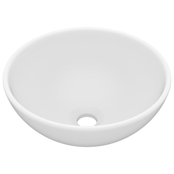vidaXL Lavabo rond de salle de bain Blanc mat 32 5x14 cm Céramique
