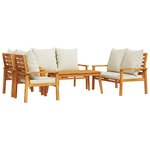 vidaXL Salon de jardin avec coussins 5 Pièces Bois d'acacia solide