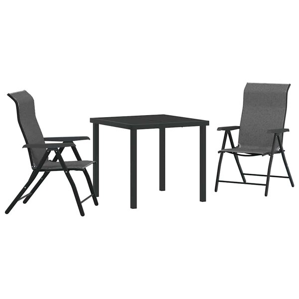vidaXL Ensemble de salle à manger pour jardin 3 Pièces Gris Poly rotin