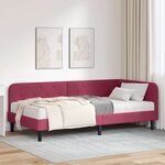vidaXL Cadre de lit d'angle Bordeaux 90 x 190 cm Velours