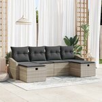 vidaXL Ensemble de canapé de jardin 6 Pièces Gris clair Poly rotin