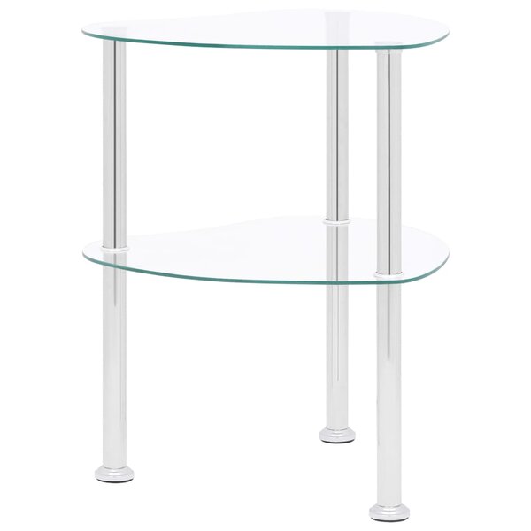 vidaXL Table d'appoint 2 niveaux Transparent 38x38x50 cm Verre trempé